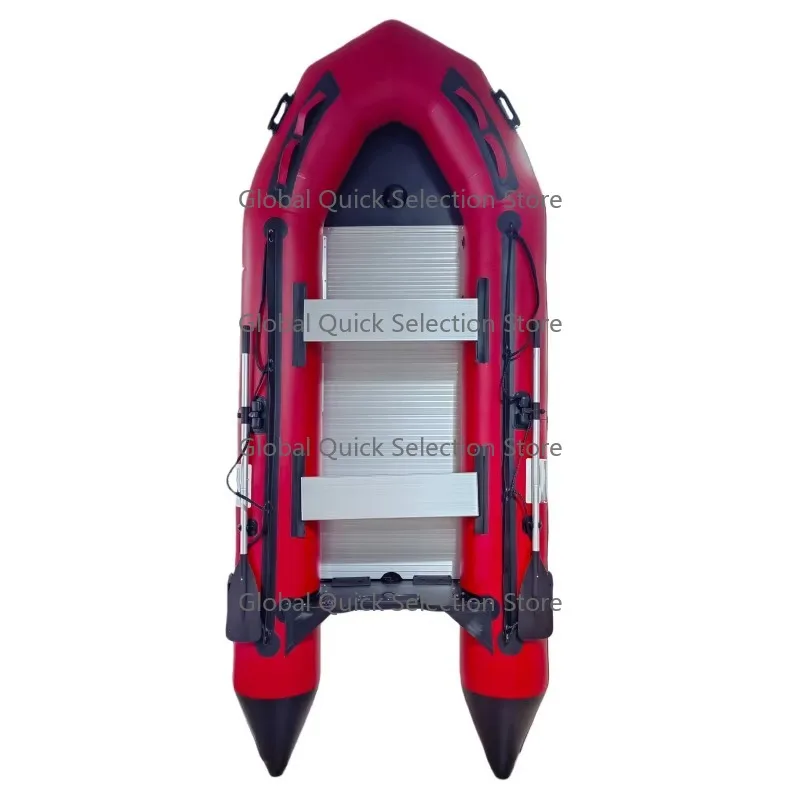 4 Meter Inflatable Boat 0.9mm/1.2mm  PVC Foldable Rubber Boat with an Aluminum Hull Floor Fishing Dinghy Rowing Boat with Paddle