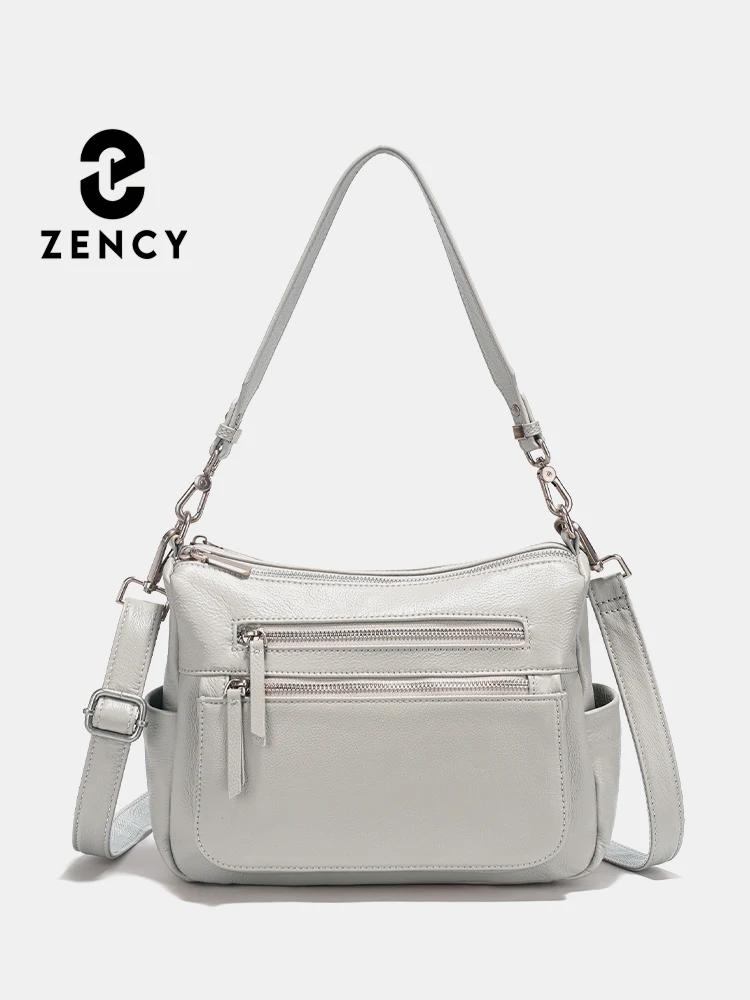 

Zency Cowhide Leather Handbag Women Shoulder Bag Fashion Blue Multi-functional Pockets Crossbody Bags For Work Commute Shopper