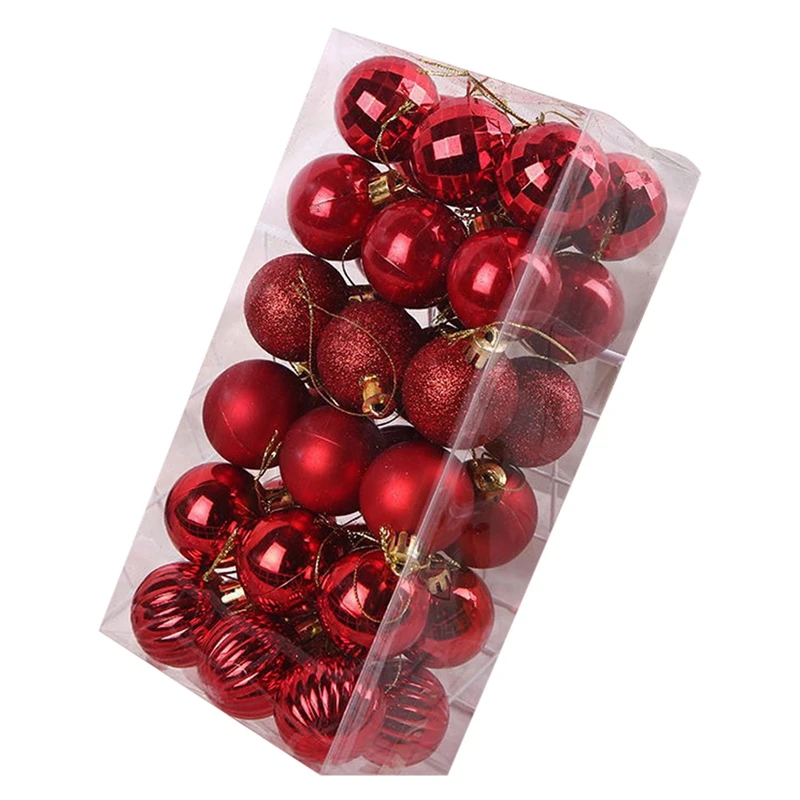 36PCS 4Cm Plastic Christmas Ball Pearly Matte Light Shaped New Year Decoration Christmas Tree Ball Pendant