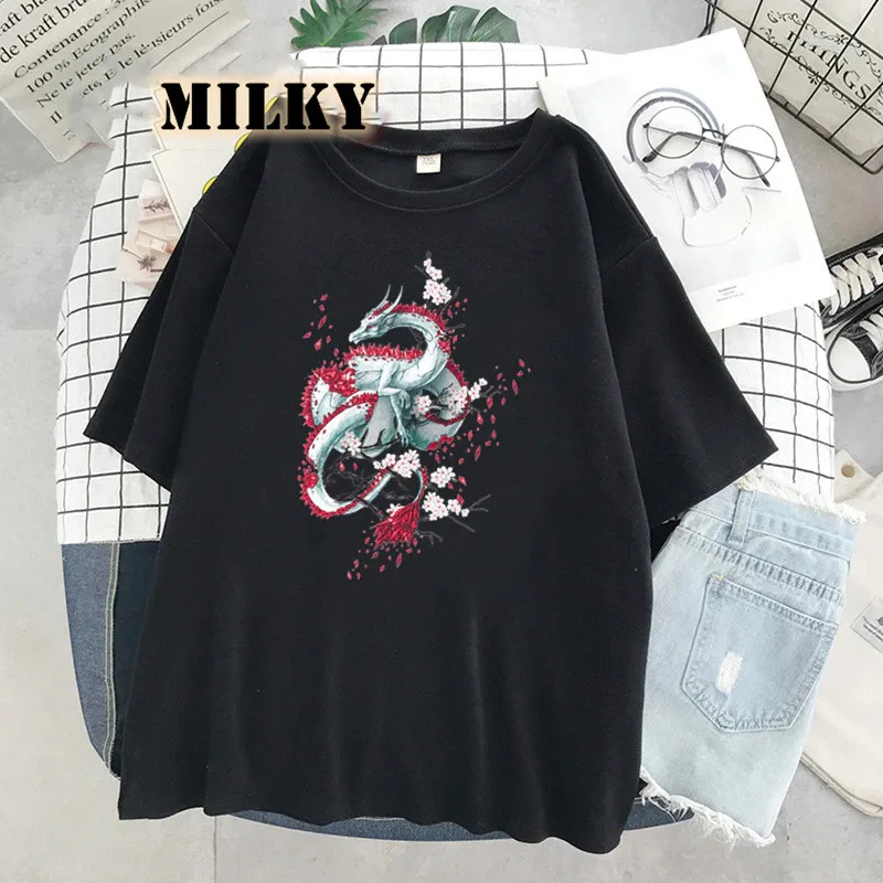 Women's Dragon T-Shirts Tops Tshirt Woman Harajuku T Shirt Women Casual Chinese Graphic aesthetic t shirts women 2022