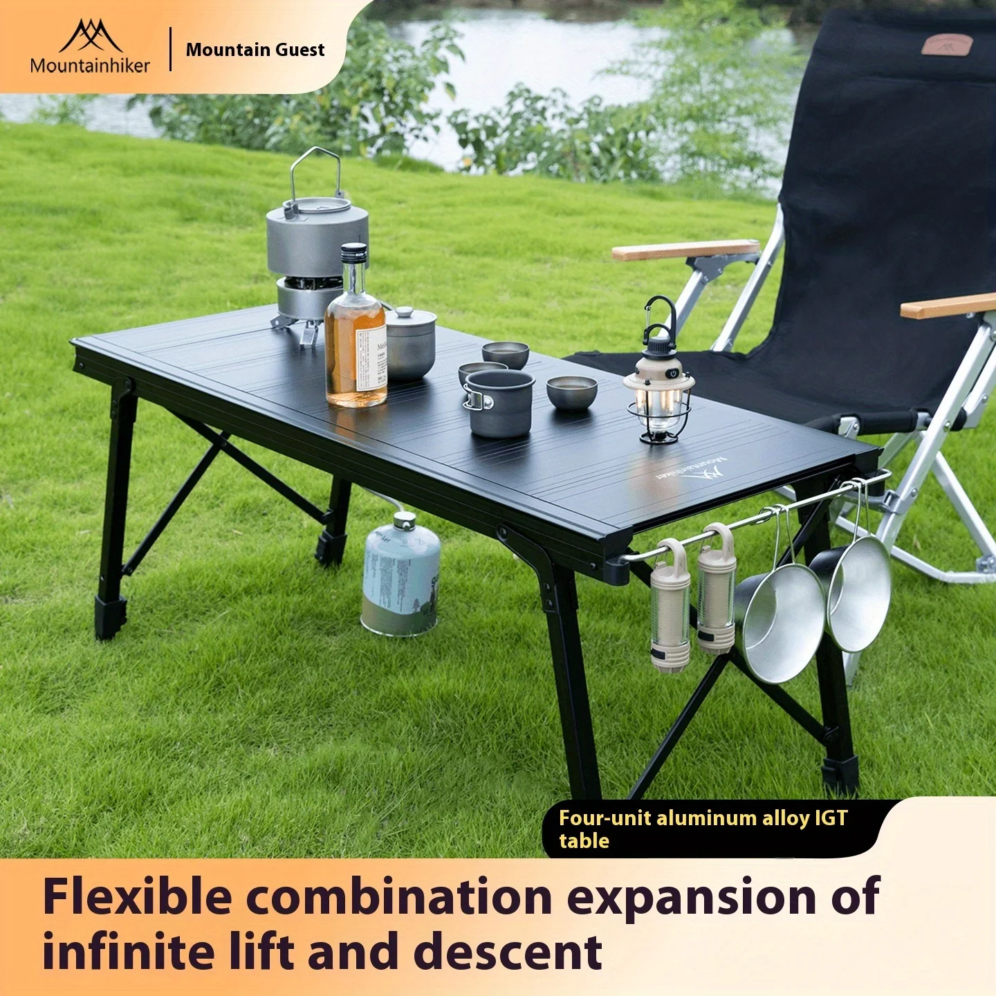 Mountainhiker Mesa elevadora plegable IGT para acampar, sistema de cocina IGT portátil para exteriores, 3-5 mesas, mesa de camping multiusos