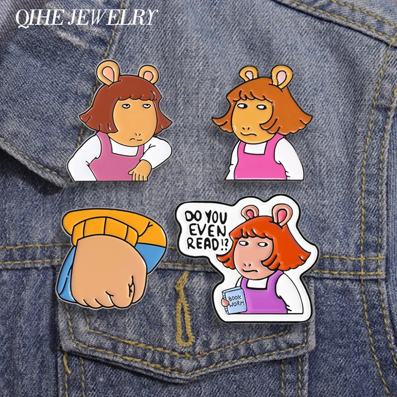 1-4Pcs/Set Do You Even Read Book Worm Enamel Pin Cute Childhood Comic Girls Brooches Backpack Lapel Badge Fashion Jewelry Gifts