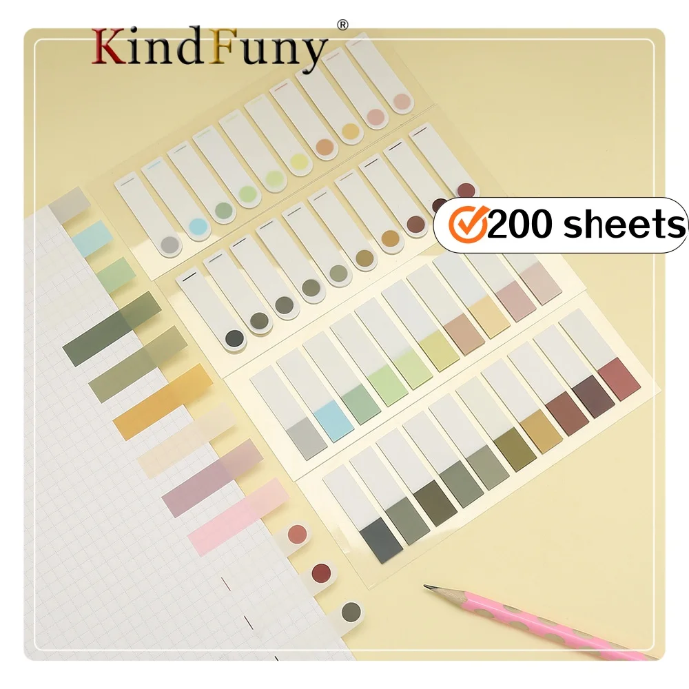 

200S Transparent Colorful Index Memo Pads Creative Sticky Note Pads Self-Adhesive Stickers for Office School Stationery