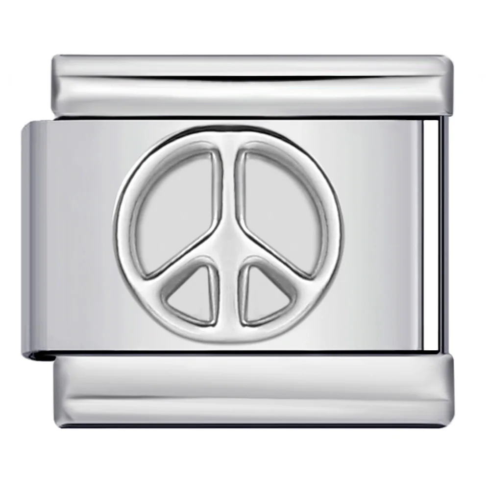 GEMOSA Peace Anti-war Environmental Religion Nurse Italian Charm Links Fit 9mm Bracelet Stainless Steel Jewelry DIY Making