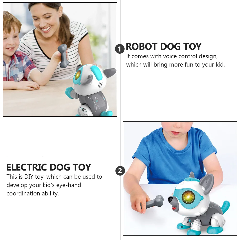 Robô cão brinquedo andando brinquedos educativos das crianças criança controle de voz abs elétrico diy