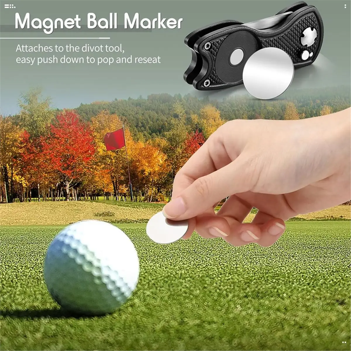 618 Mega Sale For Skylety 4 Pcs Golf Divot Repair Tool Metal Foldable Golf Divot Tool with Magnetic Pop-Up Button Ball Marker