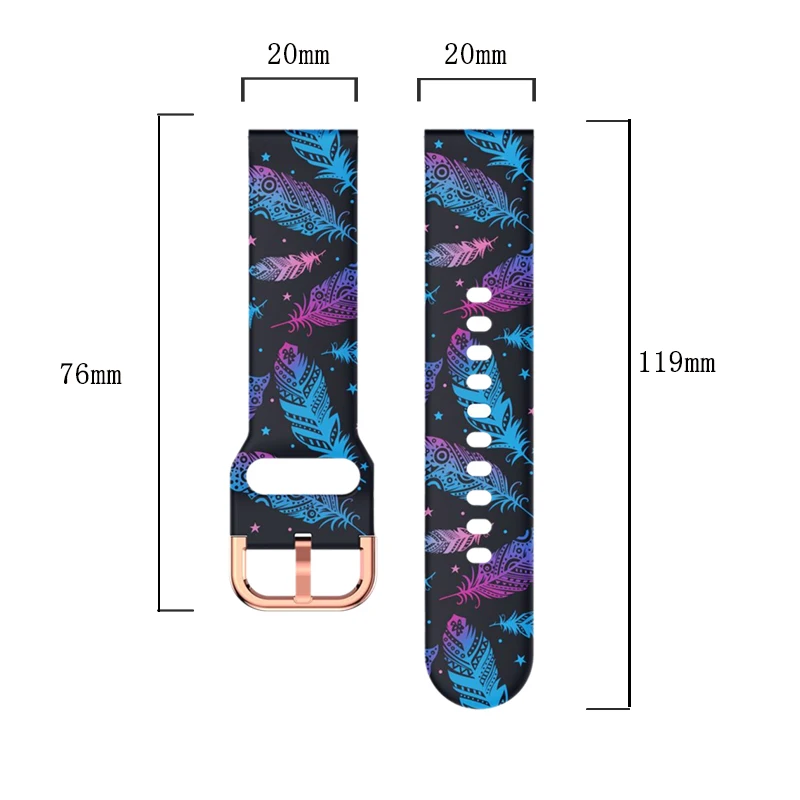 Feather Printed strap for Amazfit GTS 3 2 2E 2mini Romantic silicone strap for Amazfit GTR Mini Official Band for Amazfit Active