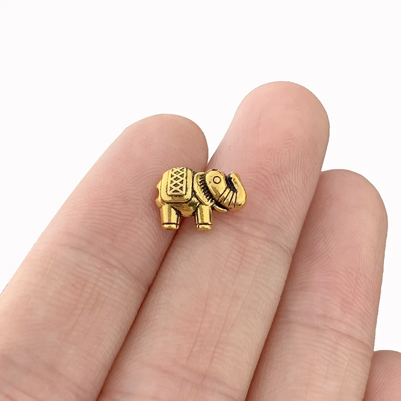 20 x Tibetan Silver/Gold Color Small Elephant Spacer Beads for DIY Bracelets Necklace Jewelry Making Accessories 1mm Hole