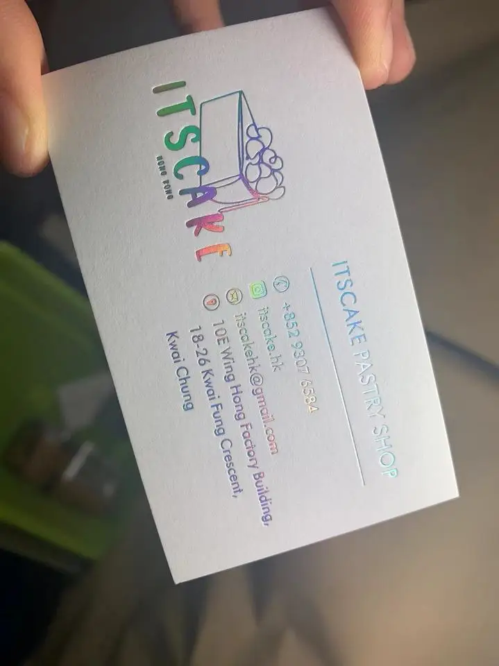 Holographic business cards custom printing white cards with rainbow foil edge free design