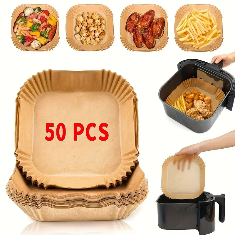 

50pcs Air Fryer Disposable Paper Liner Non-Stick Airfryer Baking Papers Non-stick Parchment Paper for Baking Roasting Microwave