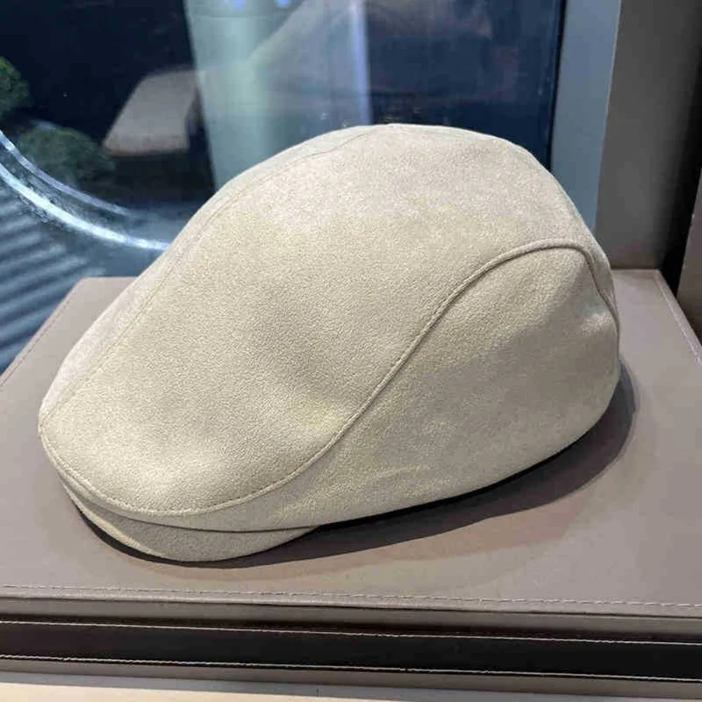 Fashion Solid Color Suede Newsboy Cap Vintage Style Warm Winter Forward Hat Soft All-match Retro Flat Cap Daily