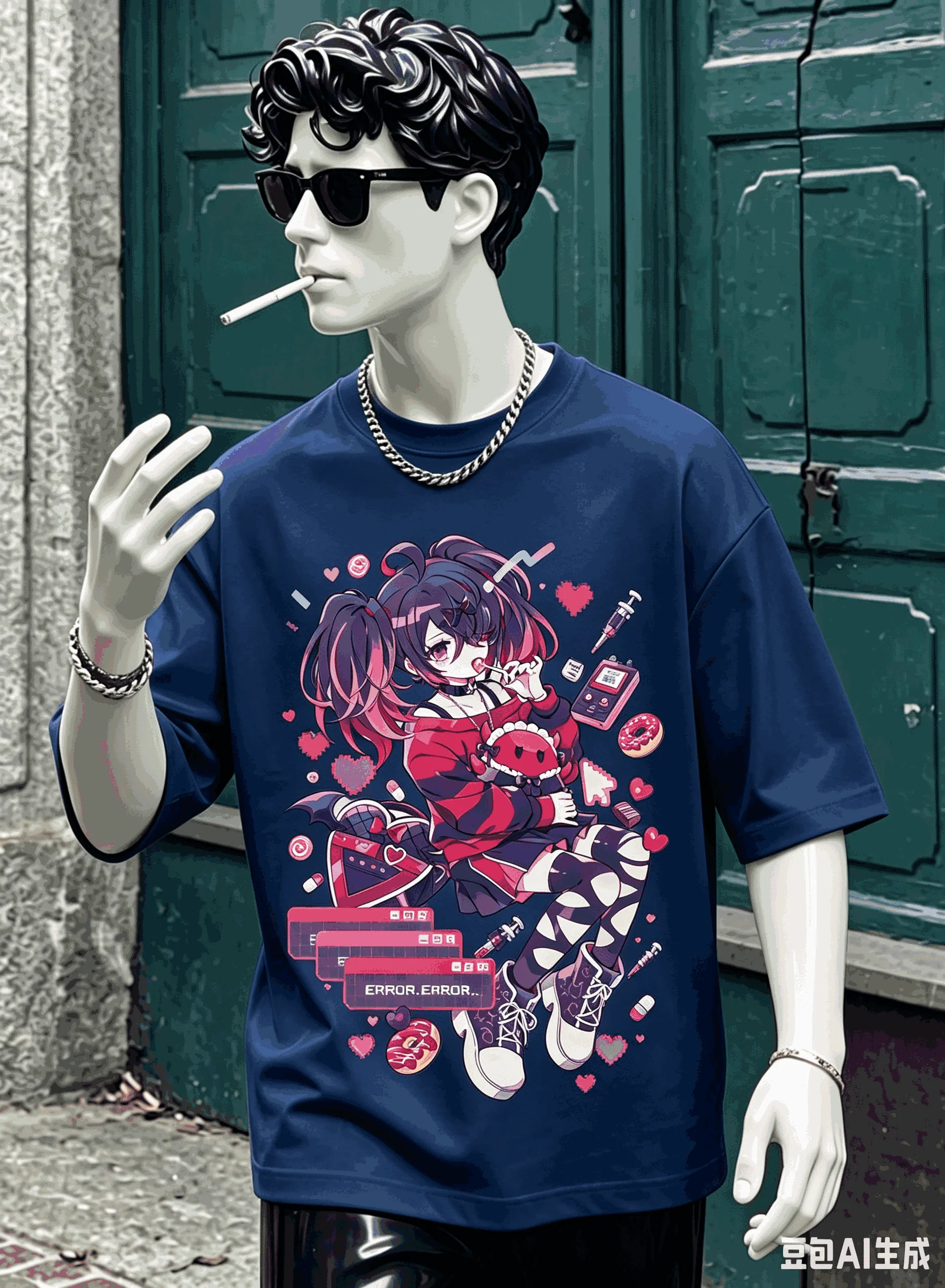 Needy Streamer Overload Übergroßes Unisex-T-Shirt mit Grafikdruck und Rundhalsausschnitt für Männer und Frauen, hochwertig, Y2k, kurze Ärmel, atmungsaktiv – Detail 7