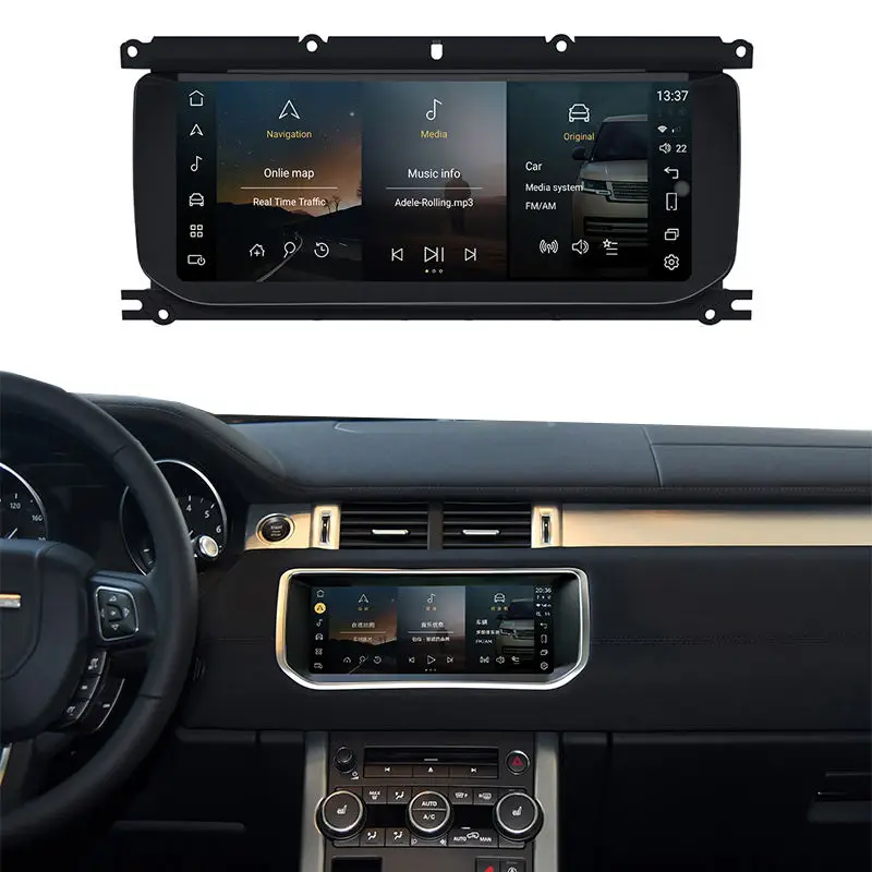 

12.3'' 8-ядерный автомобильный DVD-плеер с Android 14, мультимедиа, GPS-навигацией и Carplay для Land Rover Evoque 2011-2019