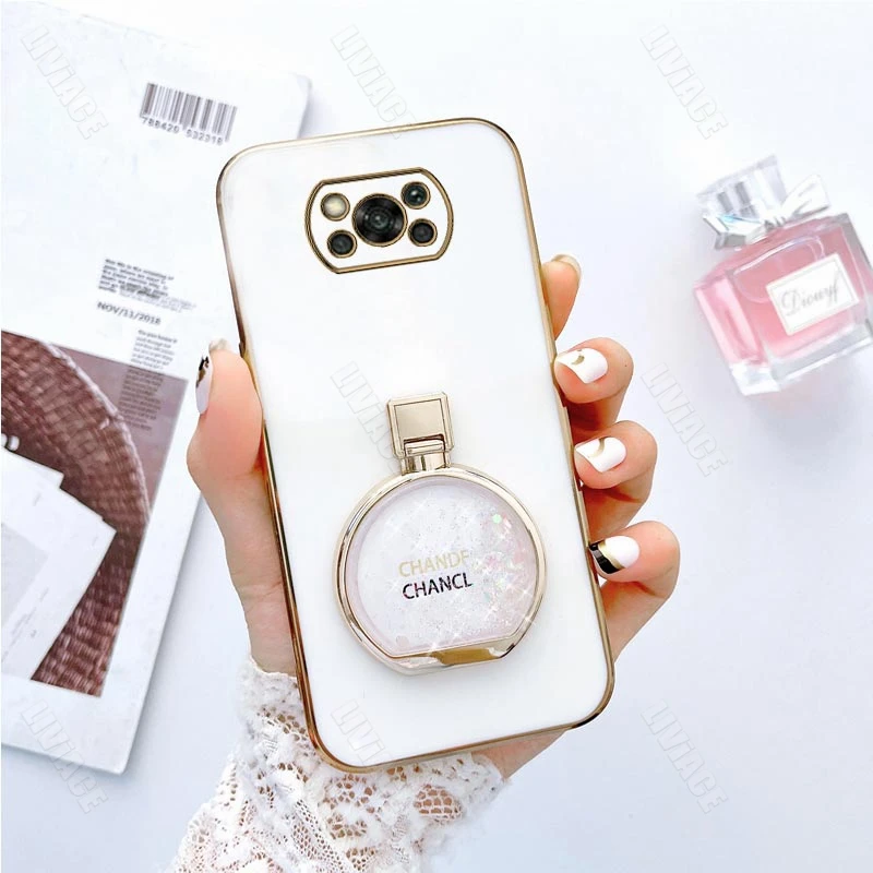 Quicksand Perfume Holder Phone Case On For Xiaomi Mi Poco X3 Pro Nfc X4 X5 M3 M5 M4 Pro 4G 5G M3 F3 F4 GT C40 X2 X 3 Stand Cover