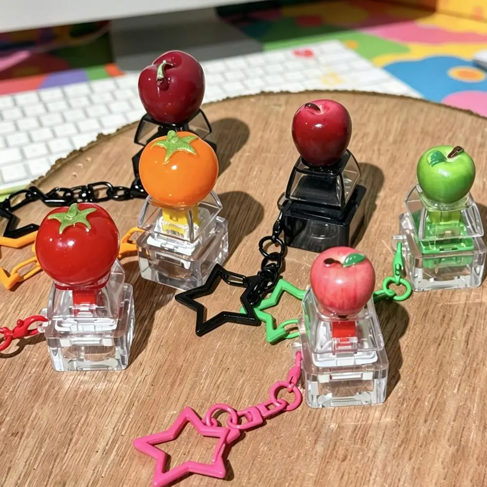 LED Light-up Fruit Fidget Keyboard Toy, Stress Relief Finger Clicker Keychain, Decompression Push Button Toy for Kids Adults