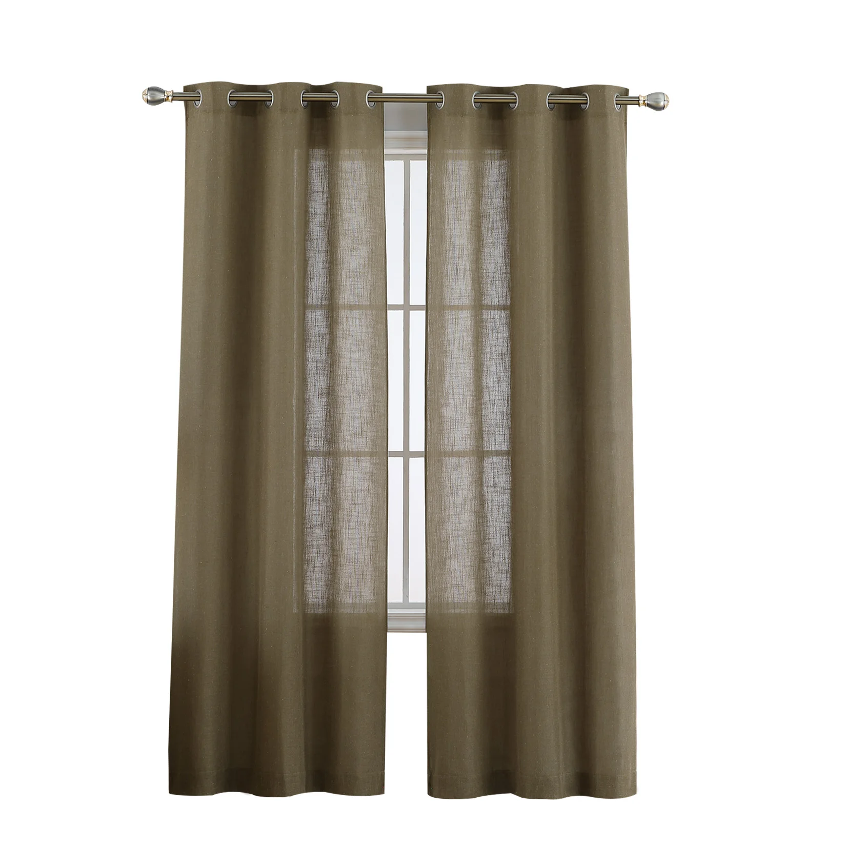 

2 pcs Natural Linen Blend Textured Semi-Sheer Grommet Window Curtain Panels for Bedroom official Curtains, 37 x 63 Inch