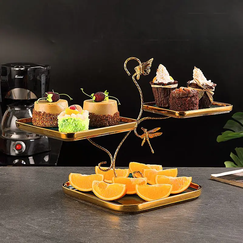 Commercial Dessert Table Dessert Plate Cake Tray Pastry Display Stand Light Luxury Home Living Room Three-layer Fruit Plate