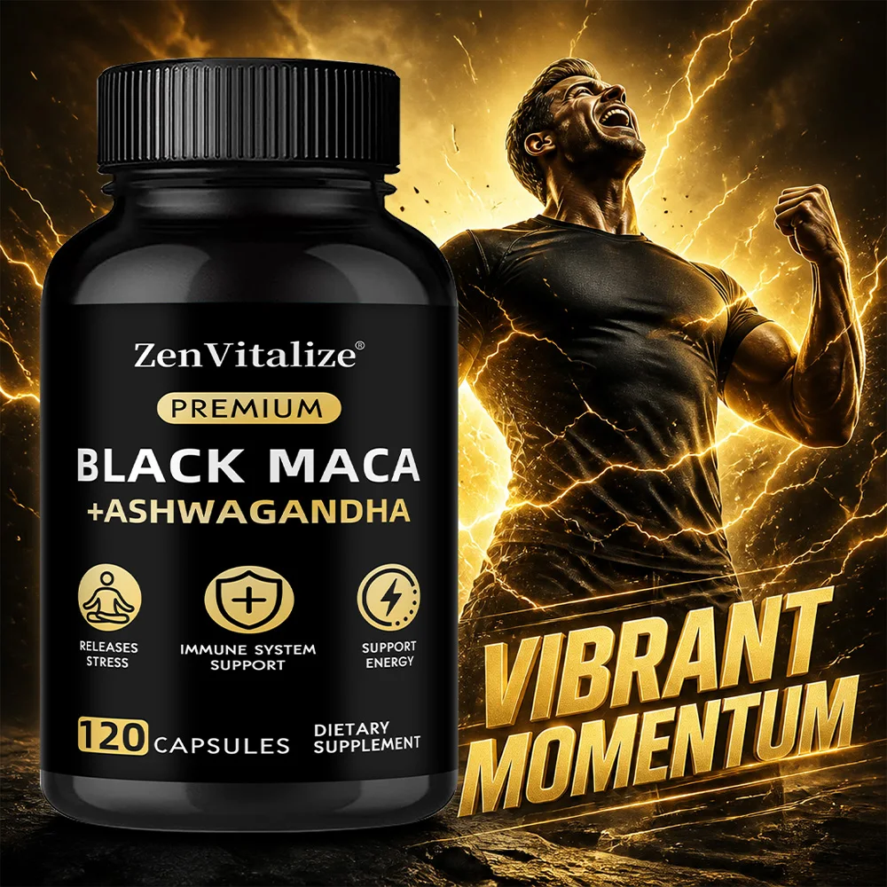 

Organic Black Maca Root + Ashwagandha for Men & Women - Natural Capsules for Stamina, Energy & Strength - Non-GMO, Gluten-Free