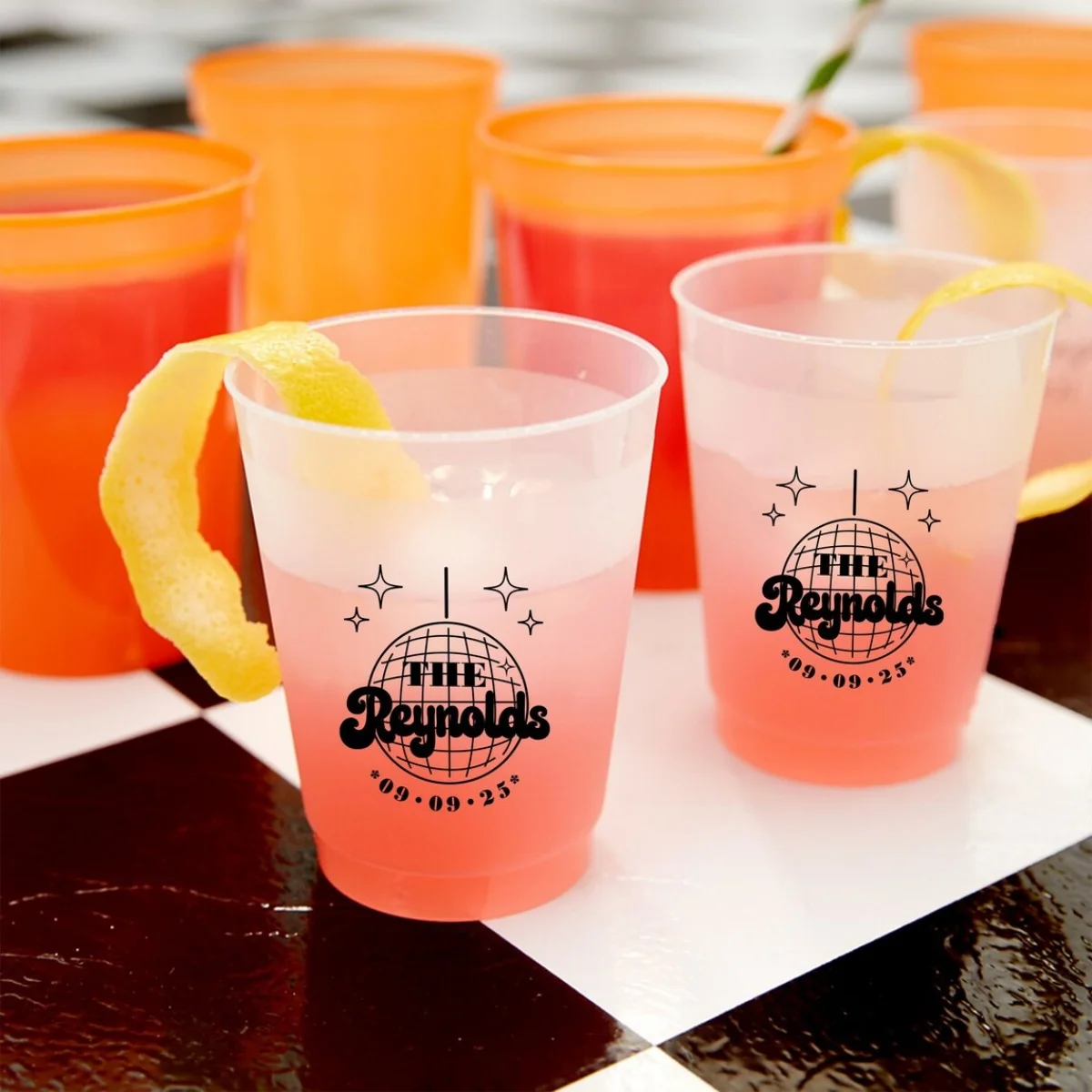10 шт. персонализированные чашки для вечеринок — диско-шар — пластиковые чашки Frost Flex на 10 унций, чашки для вечеринок на заказ, помолвка, свадебный сувенир,