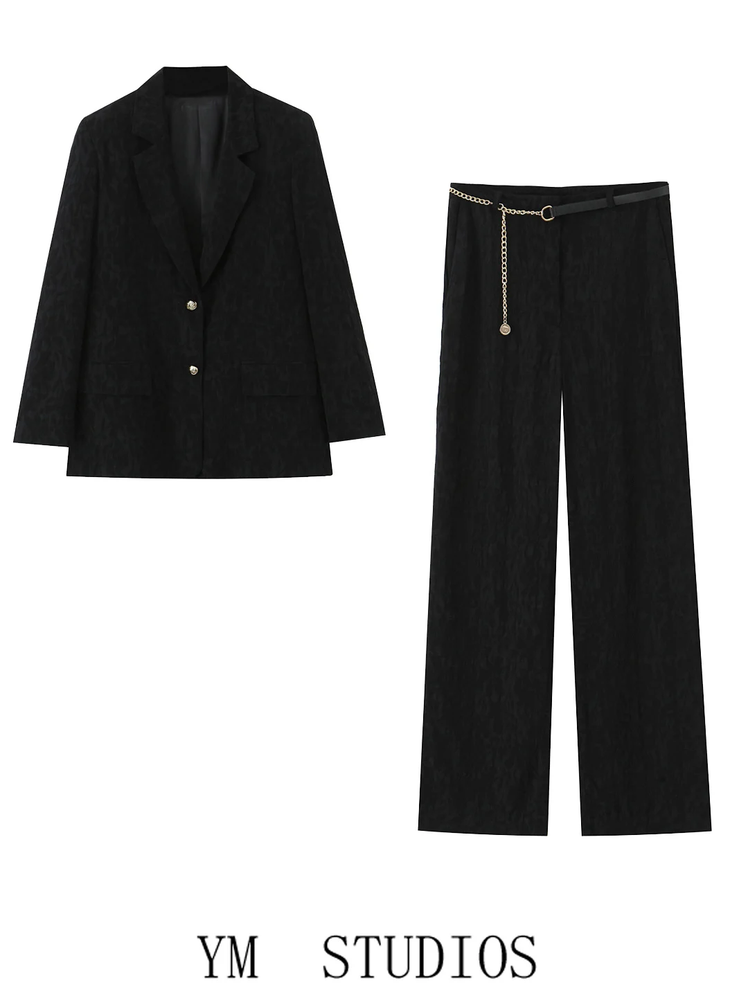 

Женский костюм-джат Ele Bla с цветочной вышивкой и цепочкой, длинные брюки высокого класса