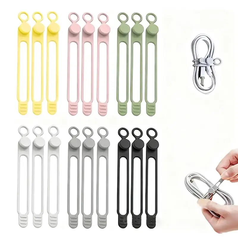 10 attaches-câbles en silicone, organisateurs de cordons, sangles de câbles, attaches-câbles réutilisables, organisateurs de câbles de voyage, attaches élastiques mignonnes, attaches pour fils
