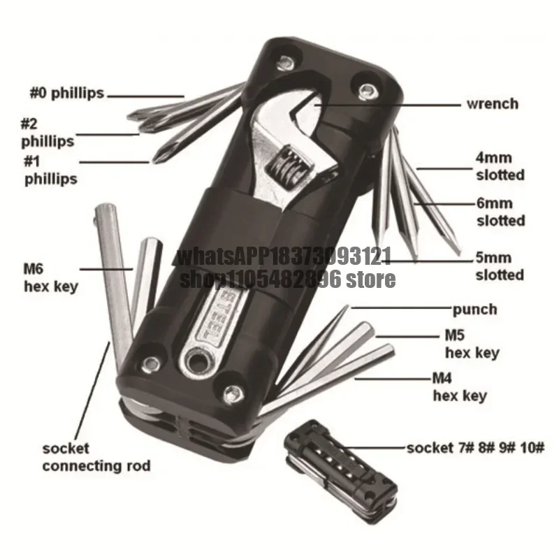 Motorcycle Multifunction Tool Kits Multitool Tire Repair Tool Set with Screwdriver Chain Road Cycling Motorcycle Tools