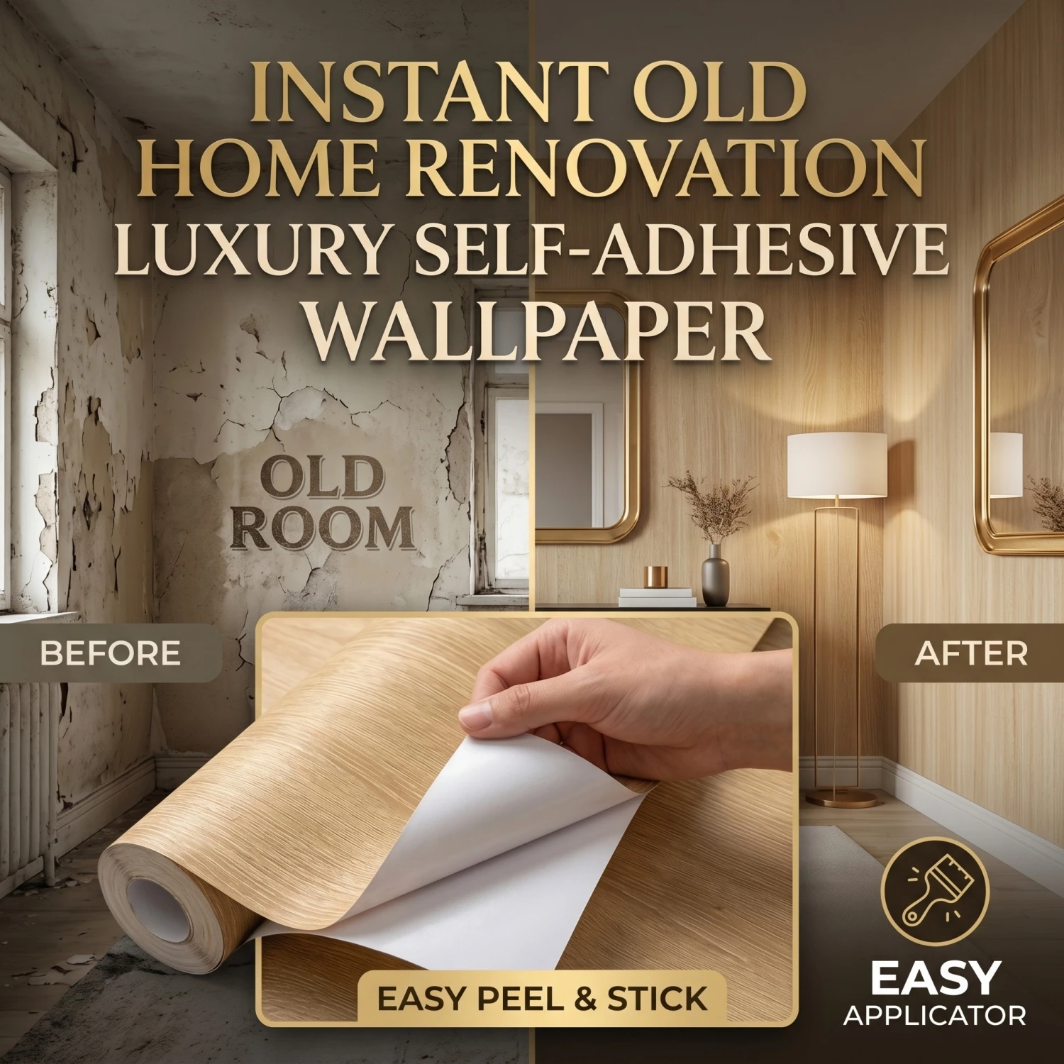 PVC Waterproof Self Adhesive Wallpaper Roll Wood Grain Vinyl Decor Film for Home Furniture Cabinets Wall Stickers Renovation