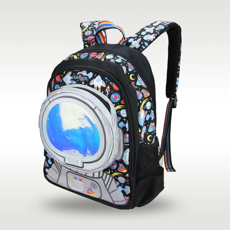 Australian Smiggle original hot-selling children's schoolbag cool boy backpack black astronaut school supplies 14 inches