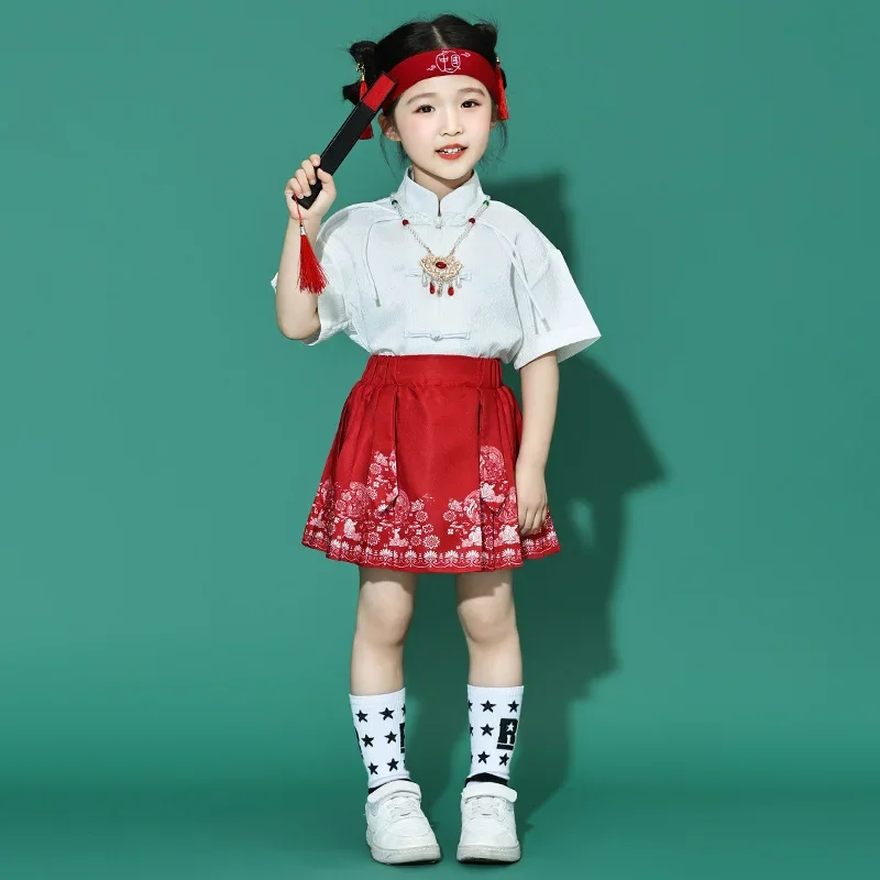 Children's Chinese performance clothes Boys and girls Chinese Hanfu Tang suit Kindergarten cheerleading costumes