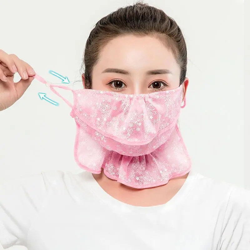 الصيف طوق الرقبة وشاح الحماية من الشمس قابل للتعديل تنفس ميناء قناع أناقة المرأة الأزهار طباعة تنفس غطاء الرقبة قناع #4