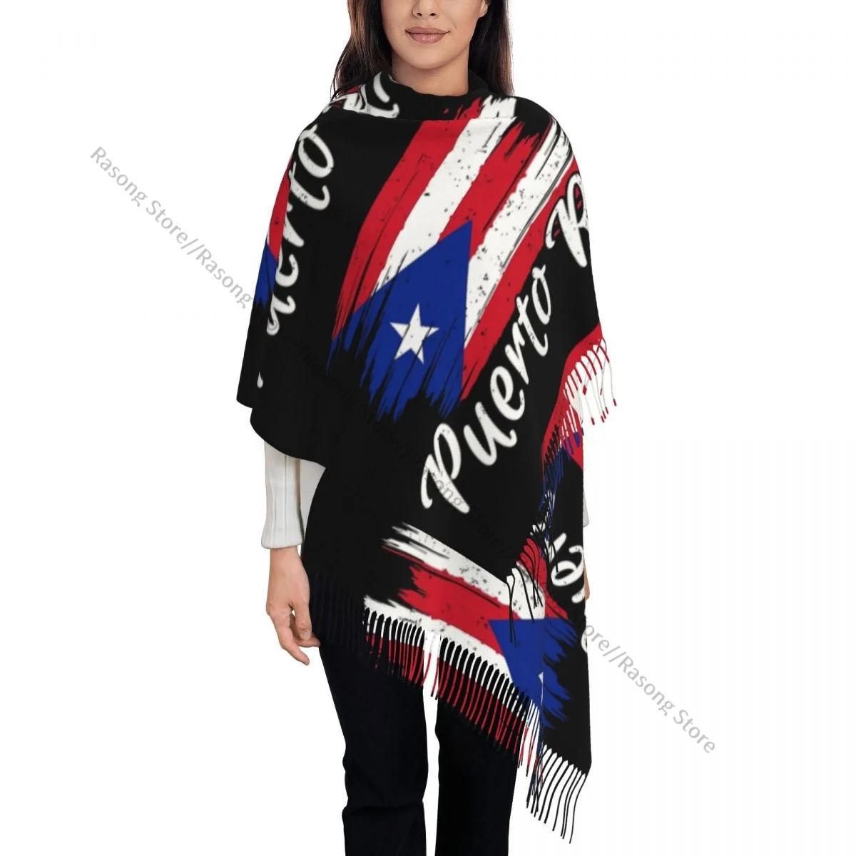 Autumn Winter Warm Scarves Puerto Rico Flag Fashion Shawl Tassel Scarves Wrap Neck Headband Hijabs Stole