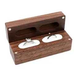 Ring Box Wooden Holder Soft Lining Jewelry Packaging Display Double Ring Storage Case for Proposal Engagement Wedding