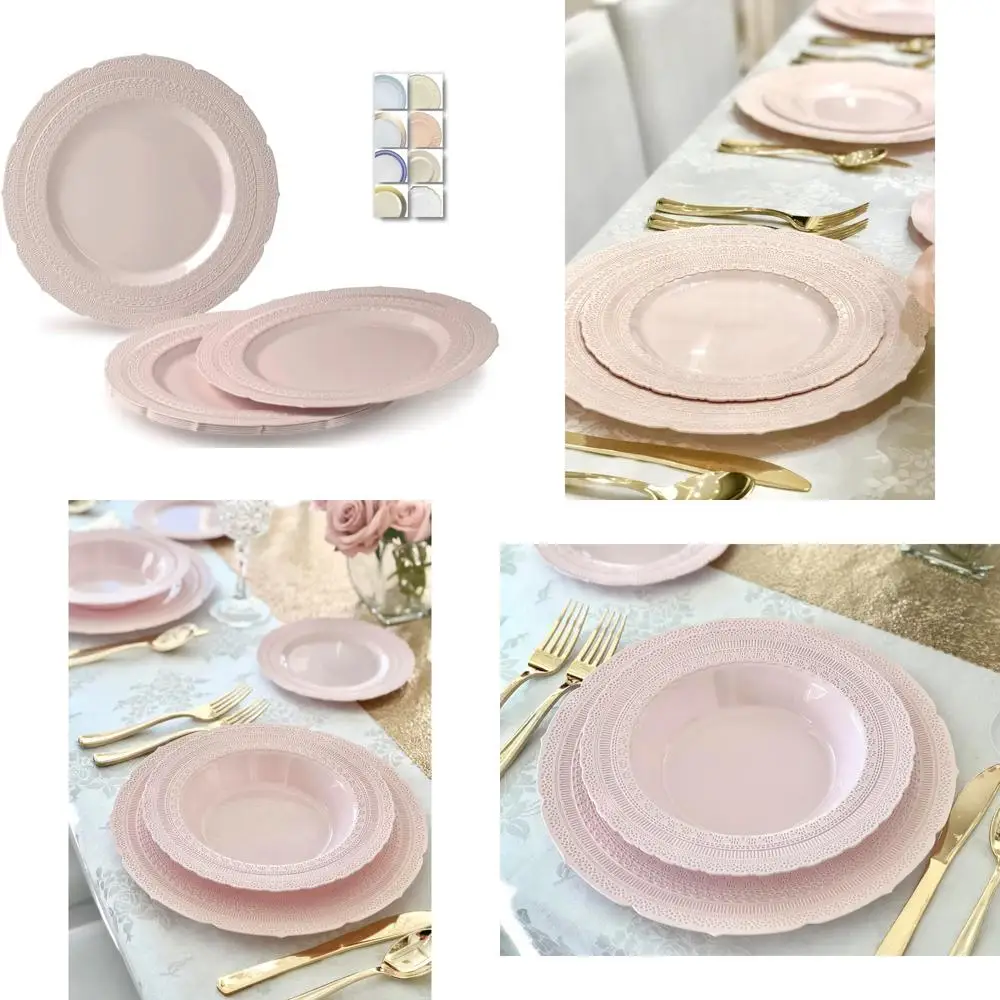 

Важкие одноразовые пластиковые обеденные тарелки в винтажном стиле, упаковка из 60 штук, 11 дюймов, элегантные синие для свадеб и вечеринок