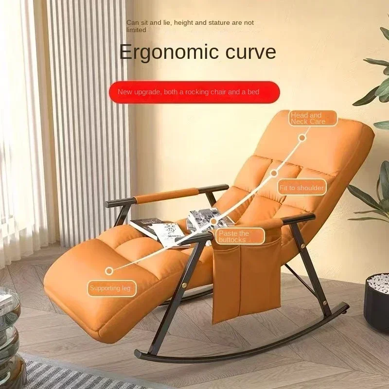 Recliner Lazy Sofa, Single Rocking Chair,Indoor Sofa,Tech Fabric Rocking Chair,Adult Balcony Home Leisure, Layable Sleeping