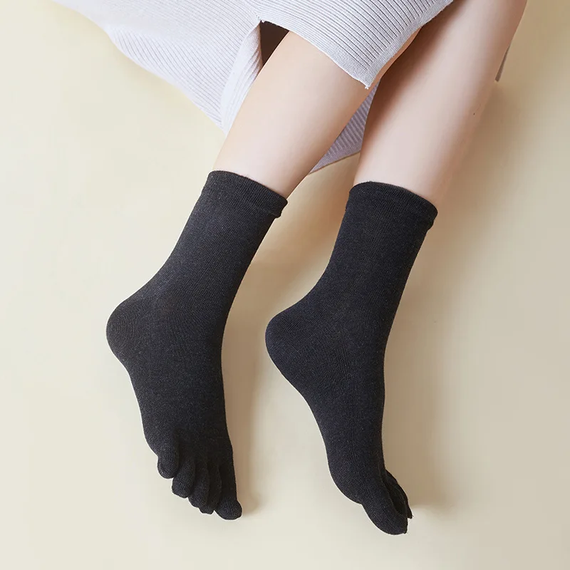 5 Pairs Cotton 5 Finger Short Socks Woman Girl Solid Breathable Soft Elastic Harajuku Socks With Toes Street Fashion Spring