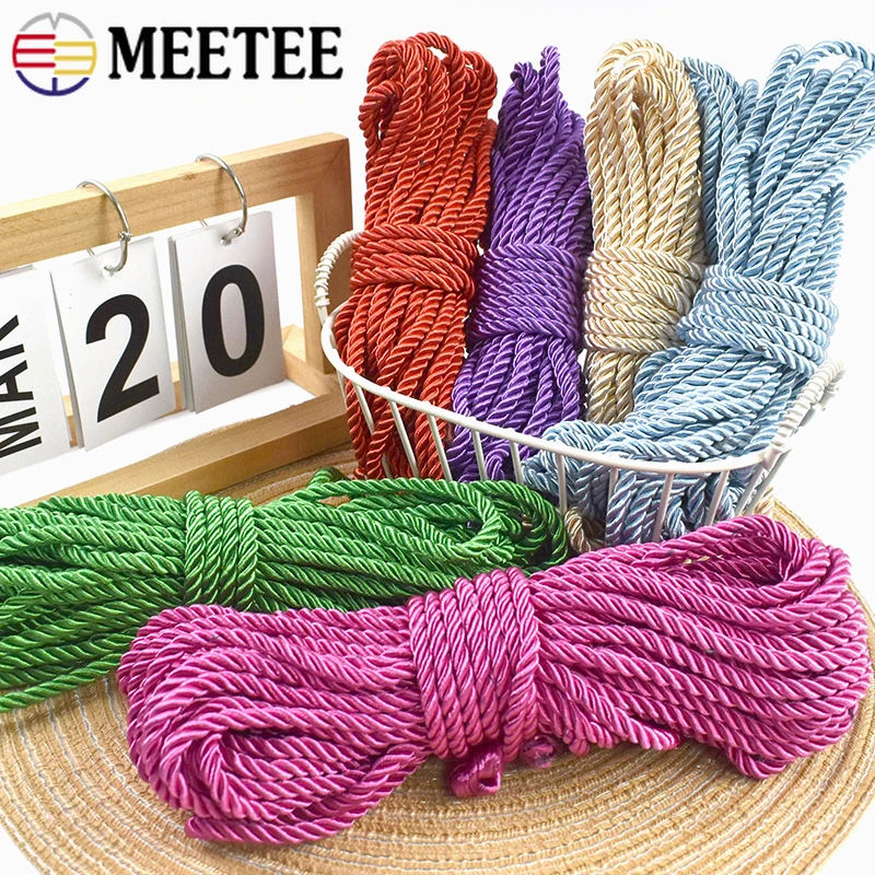 10-50M 5mm 3-fach Gedrehtes Seil Farbiges Rundes Geflochtenes Band Paket Handseile Geschenkband DIY Bastelzubehör Nähzubehör