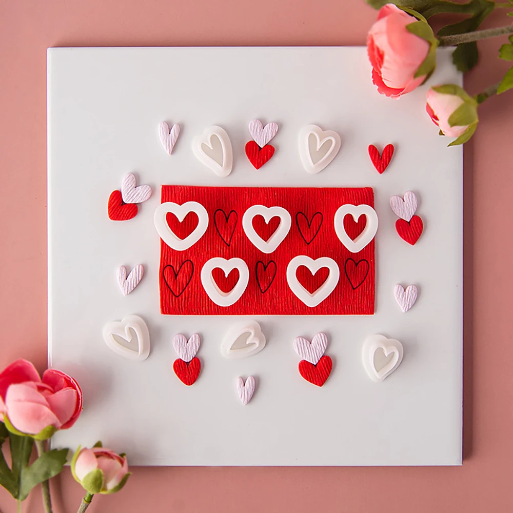 10pcs Heart-Shaped Set Polymer Clay Cutters Valentine's Day LOVE Shape Clay Mold DIY Ceramic Earrings Jewelry Making Tools