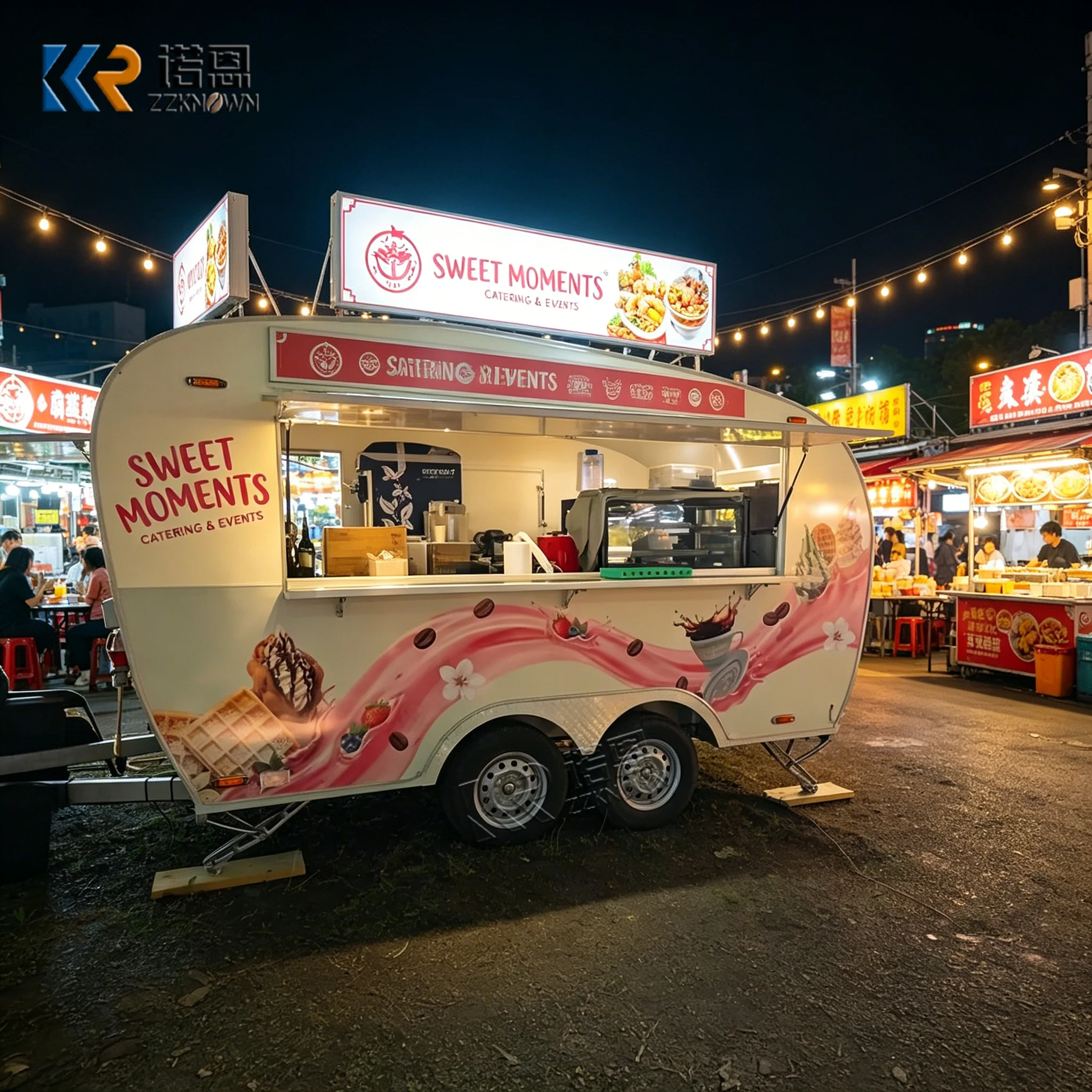 

Stainless Steel Food Service Cart Mobile Kitchen Trailer for Catering Food Truck