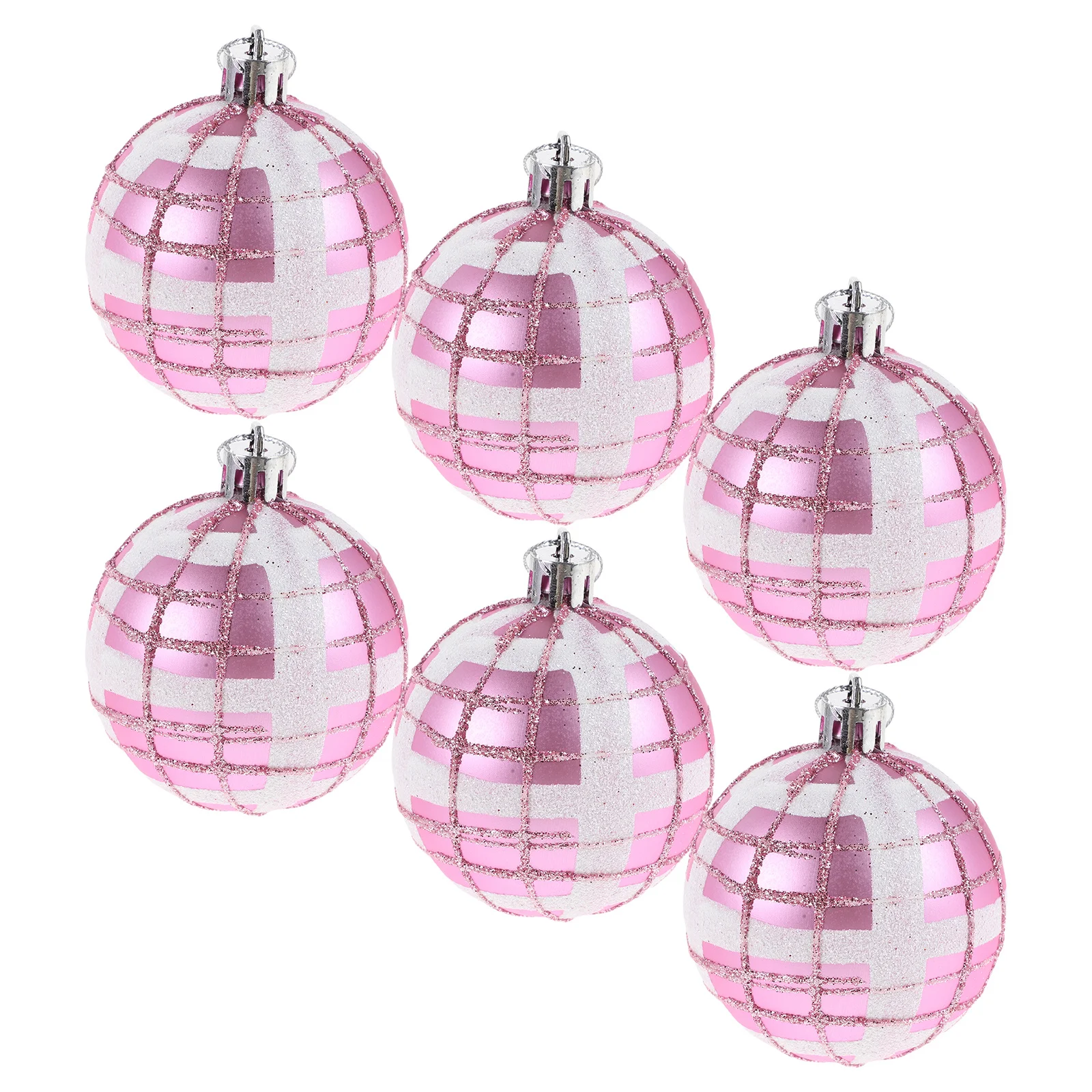 

6Pcs Valentines Day Hanging Ball Ornaments Shatterproof Buffalo Plaid Tree Decorations Romantic Valentine Party Decor