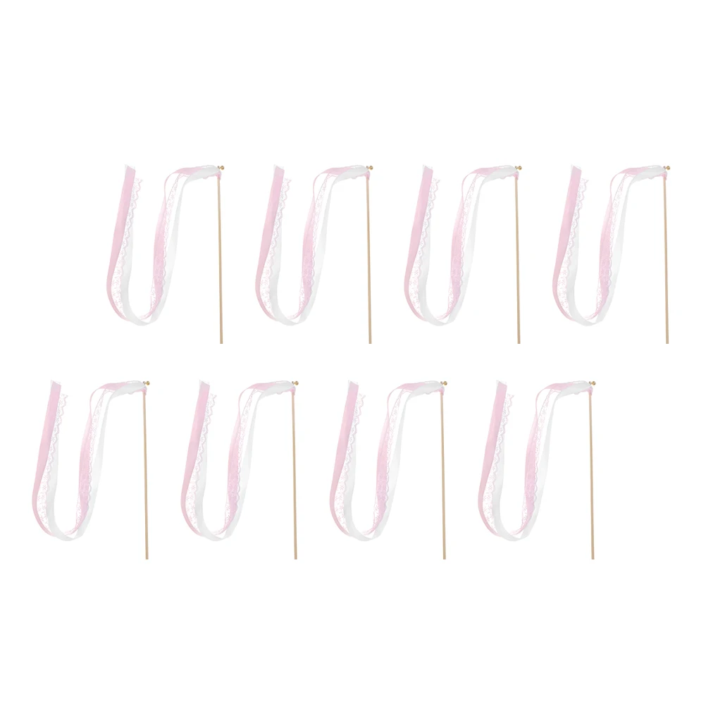 

8Pcs Fairy Ribbon Sticks Bright Lace Wood Wedding Party Streamers Wedding Decor
