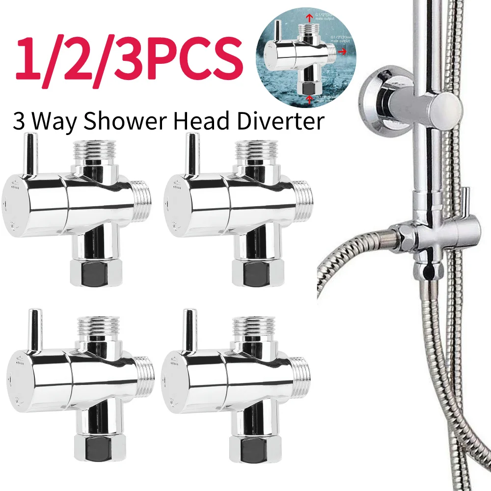 1-3PCS Diverter Valve 3 way Water Separator Shower Tee Adapter Adjustable Shower Head Diverter Valve Bathroom Accessories