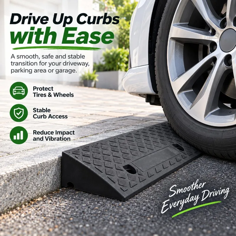 1/2PCS Plastic Kerb Ramp 100mm High Non-Slip Threshold Curb Ramp for Cars Bicycles Wheelchairs Smooth Access 50x27cm Portable