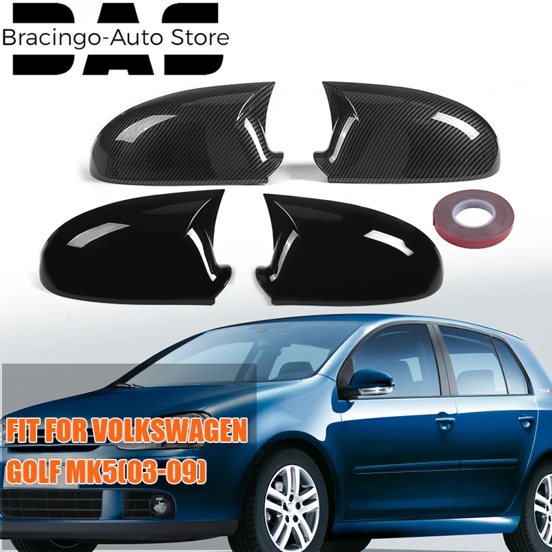 

Fit For VW Volkswagen Golf MK5 GTI R 2003-2009 Car Wing Side Mirror Cover Rearview Mirror Caps Trim External Decor Replacement