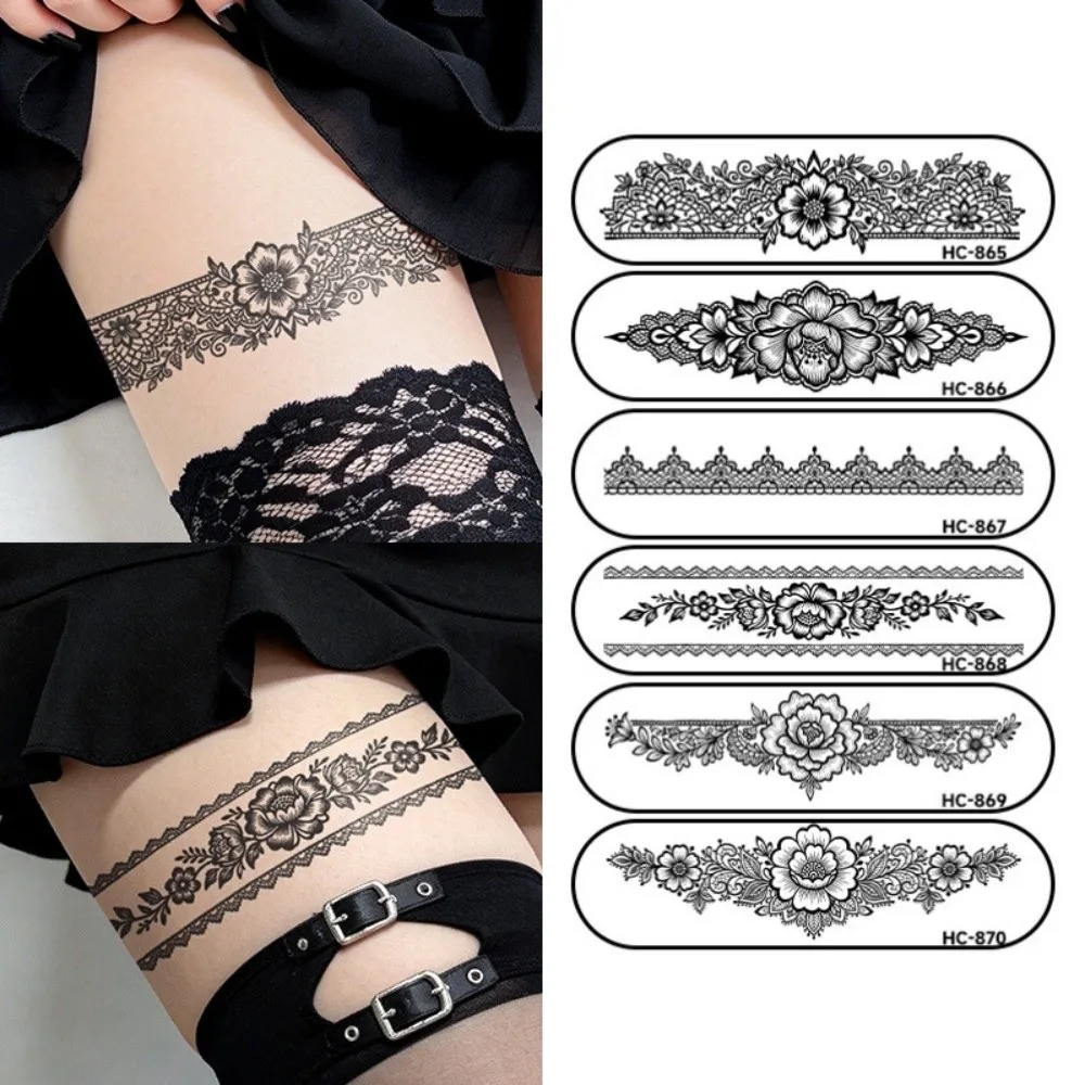 Water Transfer Decals Henna Temporary Tattoo Stickers Fake India Mehndi Flower Leg Loop Herbaceous Juice Tattoo Instant