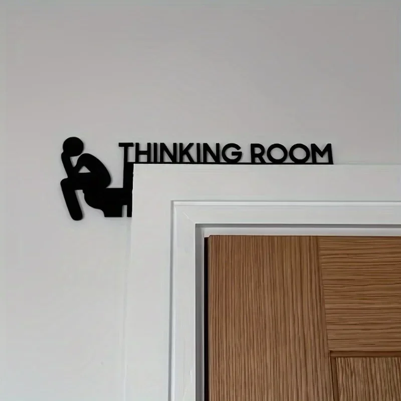 Hot Modern Metal Toilet Door Sign - Thinking Room Wall Mount Sculpture, Home Decor Artwork, Decorative Door Frame Pendant