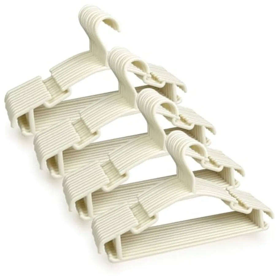 Lectorias Lot de 40 Cintres Enfant Blanc, Cintre en Plastique pour Enfants de 28 cm de longueur, Cintres Bébé avec Crochets