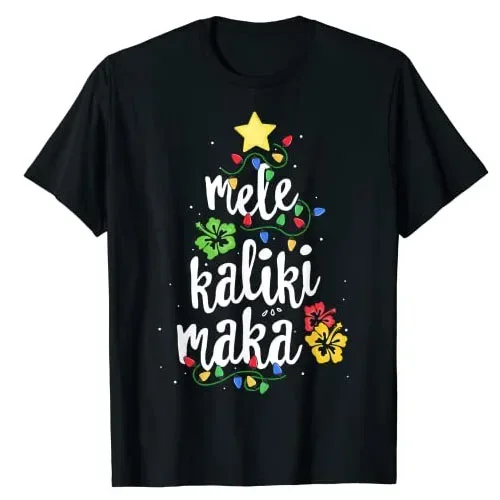 

Mele Kalikimaka Shirt for Women Hawaiian Hawaii Christmas Costume T-Shirt Gift Xmas Tree Graphic Tee Tops Family Matching Outfit