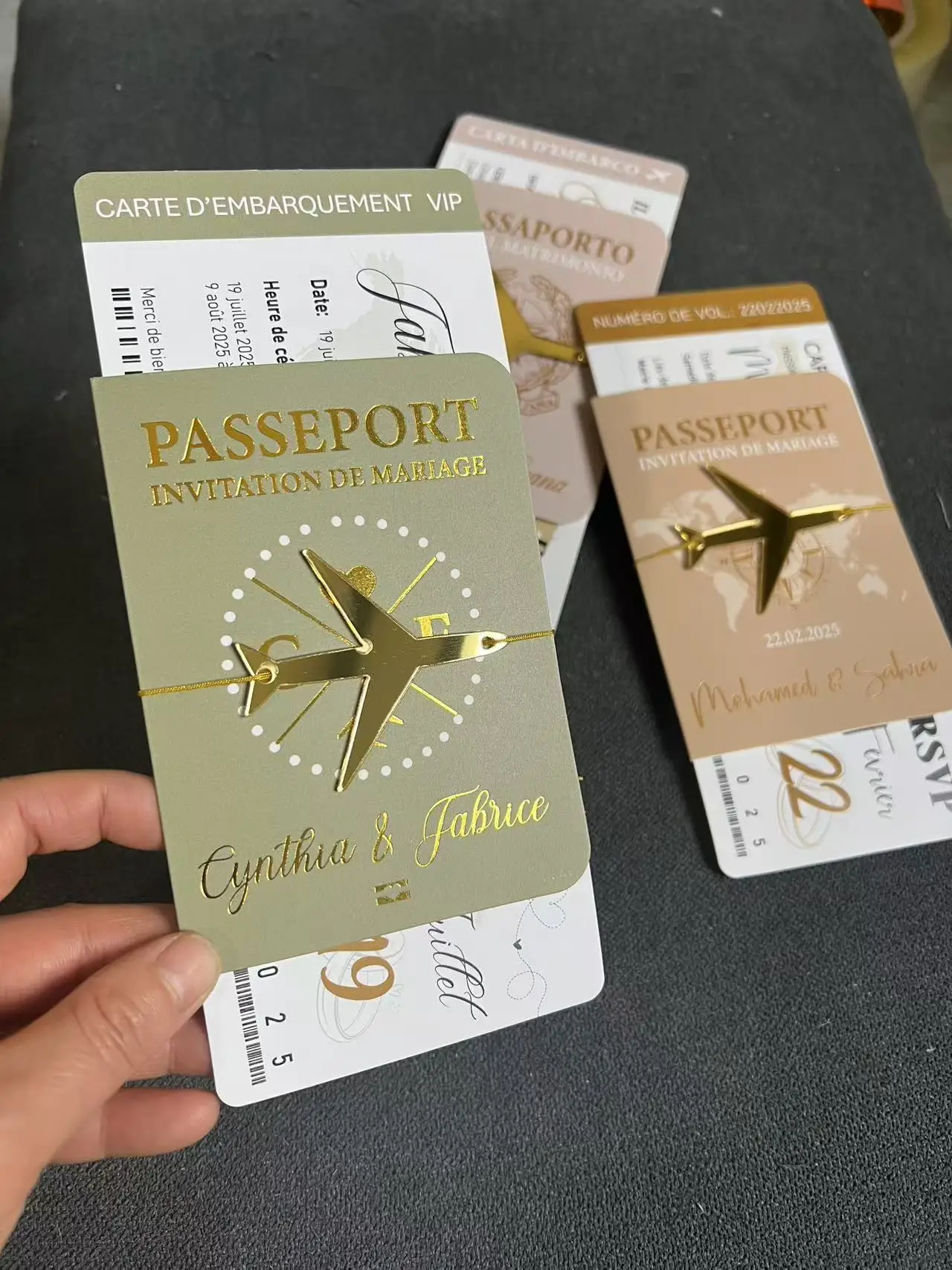 30/55pcs Sage Green Invitation, Custom Paper Passport Tickets