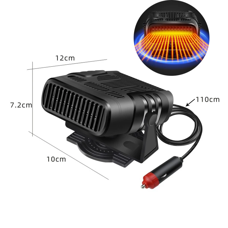 Car Heat Fan Car Defrosting Heating Purifier Front Windshield 12V 24V Universal Dual-Purpose Portable Car Dual-Gear Heating Fan