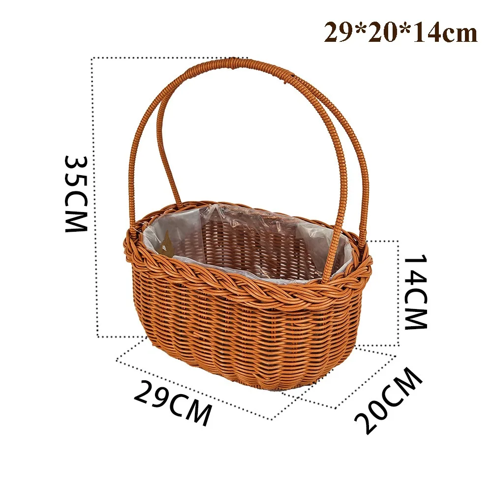 with Handle Imitation Rattan Storage Baskets Household 8 Styles Handhold Weaving Basket Handwoven Home Decoration Braid Basket
